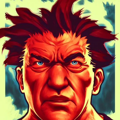 Prompt: david lynch as akuma street fighter, 4 k, ultra realistic, detailed focused art by artgerm and greg rutkowski and alphonse mucha