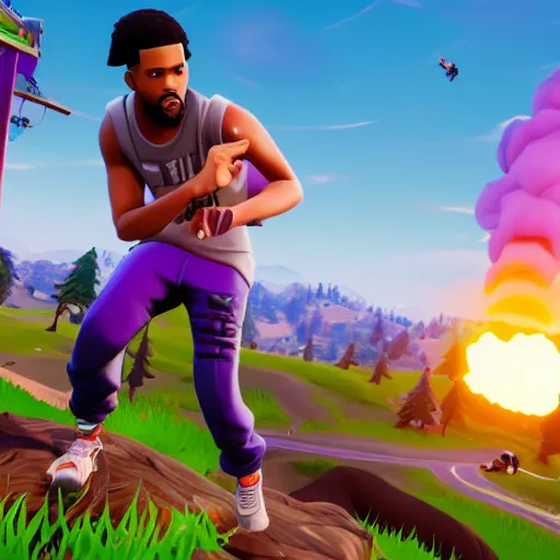 Image similar to J Cole in Fortnite very detailed, full body shot 8K quality super realistic