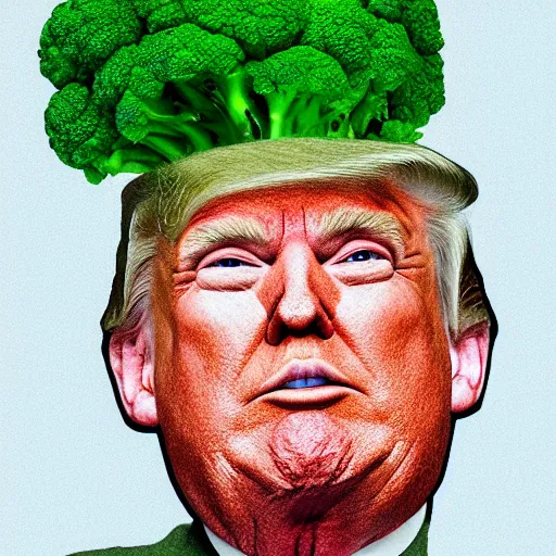 Image similar to Donald Trump as a head of broccoli complaining about the weather