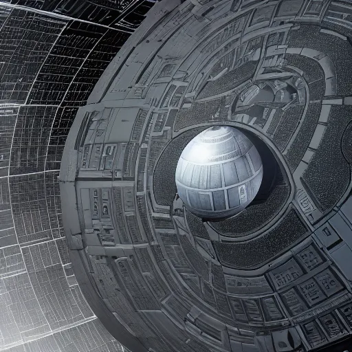 Image similar to death star as seen from the earth if it were to replace the moon, cinematic, hdr, dynamic lighting, pov, detailed lighting, detailed shadows