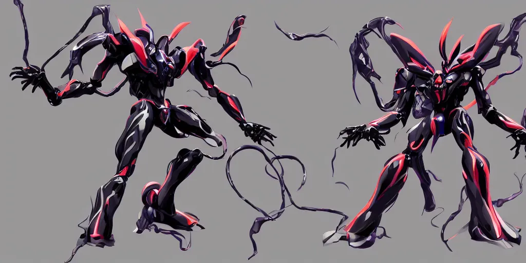 Image similar to Evangelion Mecha exposed to the symbiote and became Venom. concept art,high detailed,fine art,trending on Artstation.