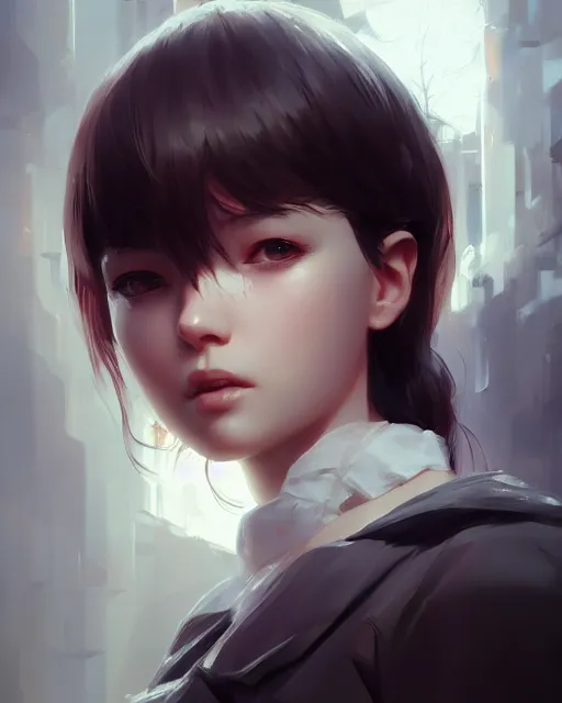 Image similar to , beautiful, detailed portrait, cell shaded, 4 k, concept art, by wlop, ilya kuvshinov, artgerm, krenz cushart, greg rutkowski, pixiv. cinematic dramatic atmosphere, sharp focus, volumetric lighting, cinematic lighting, studio quality