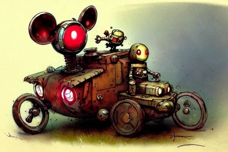 Prompt: adventurer ( ( ( ( ( 1 9 5 0 s retro future robot android mouse clown wagon. muted colors. ) ) ) ) ) by jean baptiste monge!!!!!!!!!!!!!!!!!!!!!!!!! chrome red