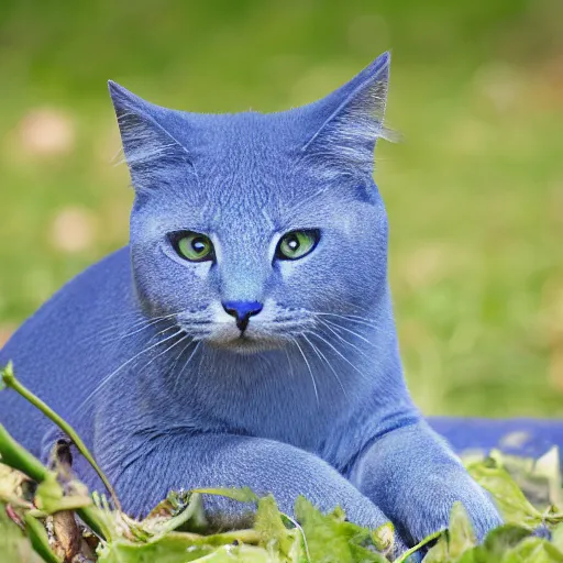 Image similar to a hungry blue cat