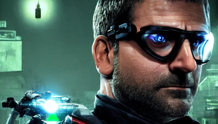 Image similar to steve carell is sam fisher from splinter cell, explosion, light, action, hyperdetailed, artstation, cgsociety, 8 k