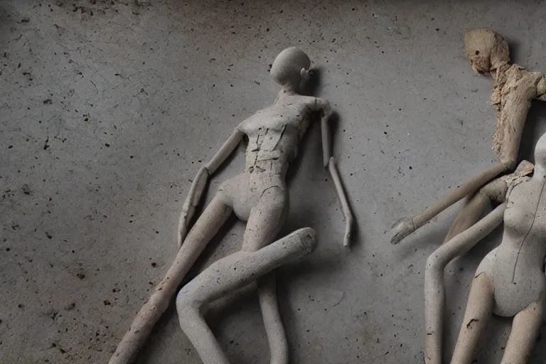 Image similar to vfx movie scene dilapidated mannequins closeup by emmanuel lubezki