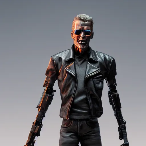 Prompt: terminator as a figurine, octane render, blender, studio lighting, 8 k, hyperdetalied, high quality,