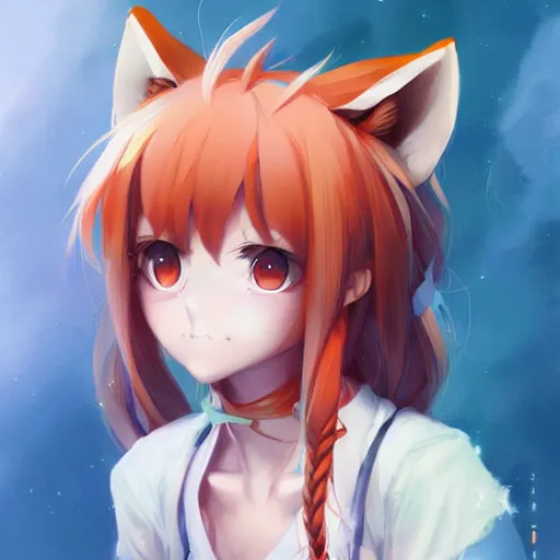 Image similar to anime portrait of a fox girl as an anime girl by Stanley Artgerm Lau, WLOP, Rossdraws, James Jean, Andrei Riabovitchev, Marc Simonetti, and Sakimichan, trending on artstation