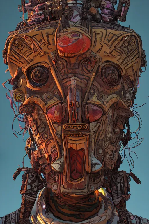 Prompt: totem tribal vodoo mask feather gemstone global illumination ray tracing hdr that looks like it is from borderlands and by feng zhu and loish and laurie greasley, victo ngai, andreas rocha, john harris