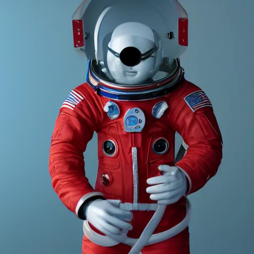 Prompt: a red suit astronaut high detail, with a light blue face, 4 k, real