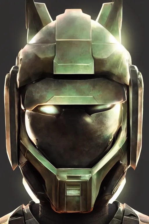 Image similar to robot ninja mask helmet halo master chief radiating a glowing aura global illumination ray tracing hdr fanart arstation by ian pesty and katarzyna da „ bek - chmiel