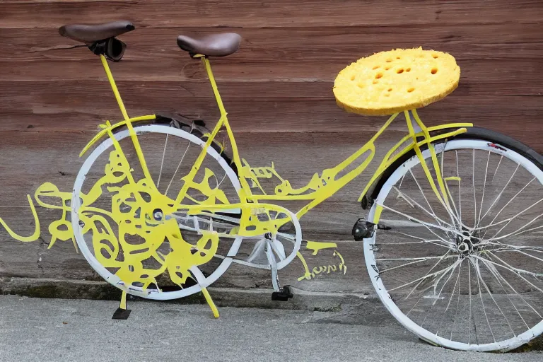 Image similar to Bike made of cheese