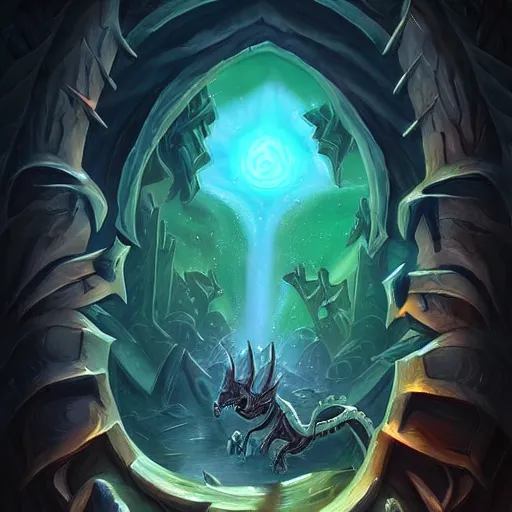 Prompt: 💀 🐉 🦇 🟣 , fantasy digital art, magical background in the style of hearthstone artwork