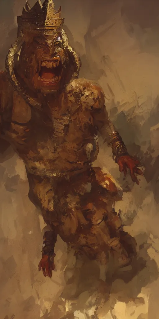 Image similar to full body master Portrait of the ancient historical biblical SNARLING ANGRYING YELLING, jealous king Saul of Israel by craig mullins and marc simonetti, ARTSTATION, cgsociety, polycount, character design, CINEMATIC, AWE INSPIRING, BEAUTIFUL, ART GERM