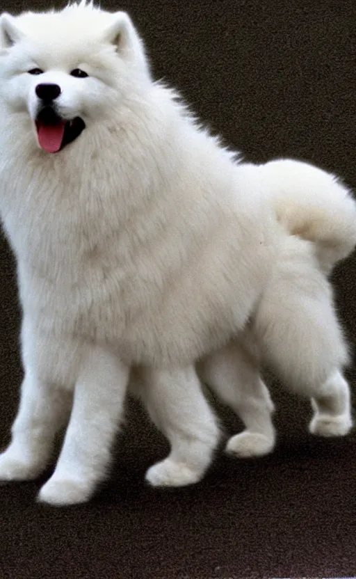 Prompt: samoyed with an attitude, 1 9 9 0 s video game mascot