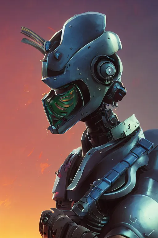 Image similar to epic mask helmet robot ninja portrait stylized as fornite style game design fanart by concept artist gervasio canda, behance hd by jesper ejsing, by rhads, makoto shinkai and lois van baarle, ilya kuvshinov, rossdraws global illumination radiating a glowing aura global illumination ray tracing hdr render in unreal engine 5