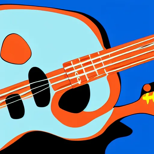 Image similar to frog playing on guitar, blue background, photorealistic