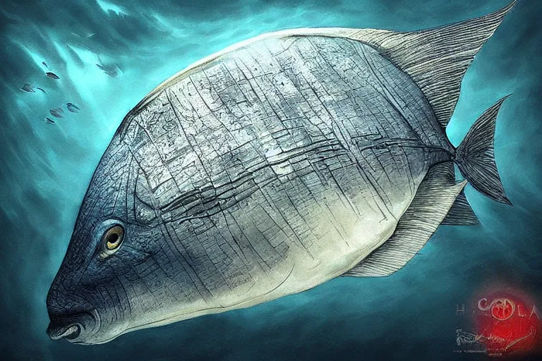 Prompt: mola mola - giant sunfish, cinematic underwater shot, smooth and sharp digital painting by richard corben, h. r. giger, guillermo del toro and artgerm | sea creature in the style of deviantart and fromsoftware, trending on artstation