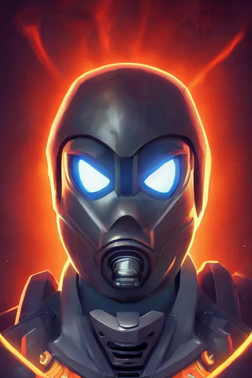 Image similar to epic mask helmet robot ninja portrait stylized as fornite style game design fanart by concept artist gervasio canda, behance hd by jesper ejsing, by rhads, makoto shinkai and lois van baarle, ilya kuvshinov, rossdraws global illumination radiating a glowing aura global illumination ray tracing hdr render in unreal engine 5