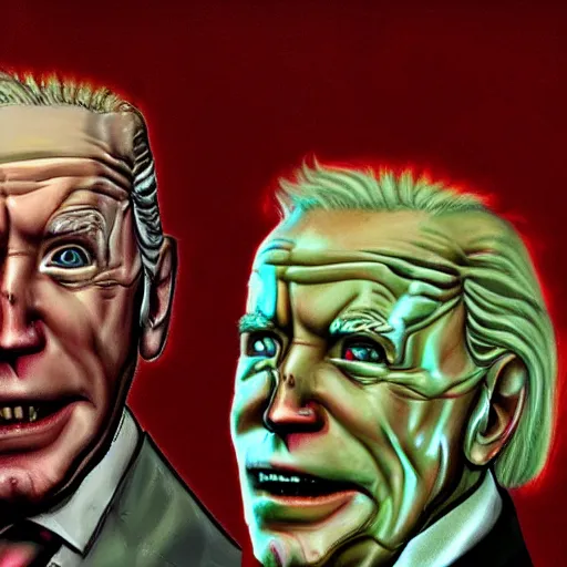 Image similar to biden became stupid ugly lovecraftian degenerate abomination, photo - realistic, color image, 2 k, highly detailed, horror