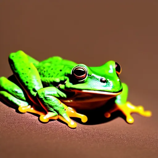 Prompt: beatiful photograph of cute clay frog, simple background, natural lighting, 4 k, award - winning