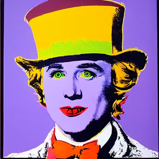 Prompt: willy wonka by andy warhol
