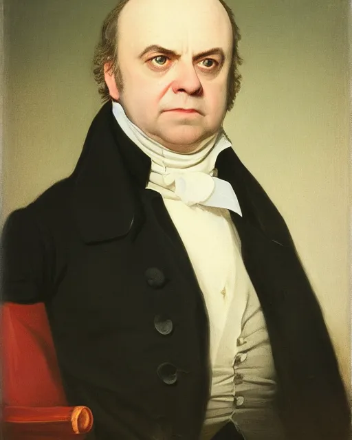 Image similar to upper body portrait of paul giamatti! as united states president john quincy adams, 1 8 2 7, official portrait, oil on canvas by anton otto fischer, trending on artstation