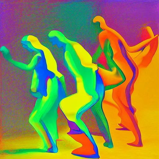 Image similar to liquid people dancing in a lightfull room by lynda benglis, hyperrealistic, colorful shadows, high detail, digital art