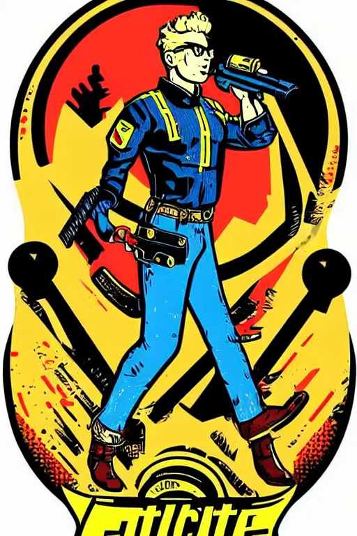 Image similar to fallout 7 6 retro futurist illustration art by butcher billy, sticker, colorful, illustration, highly detailed, simple, smooth and clean vector curves, no jagged lines, vector art, smooth andy warhol style