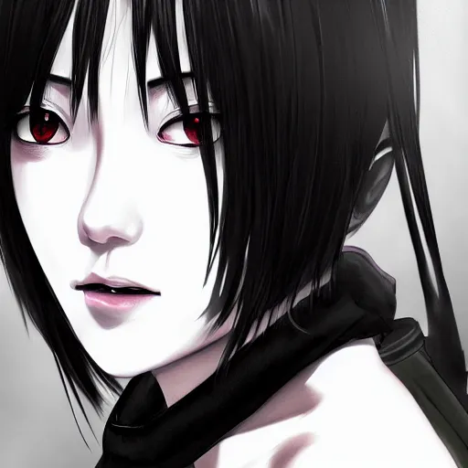 Image similar to heroine, beautiful, sui ishida with black hair art manga, hyperrealistic, highly detailed, a real photographic, digital art, 8 k, character, realistic, portrait, female samurai, symatrical, dark atmospheric lighting, artstation, symetric, lineart