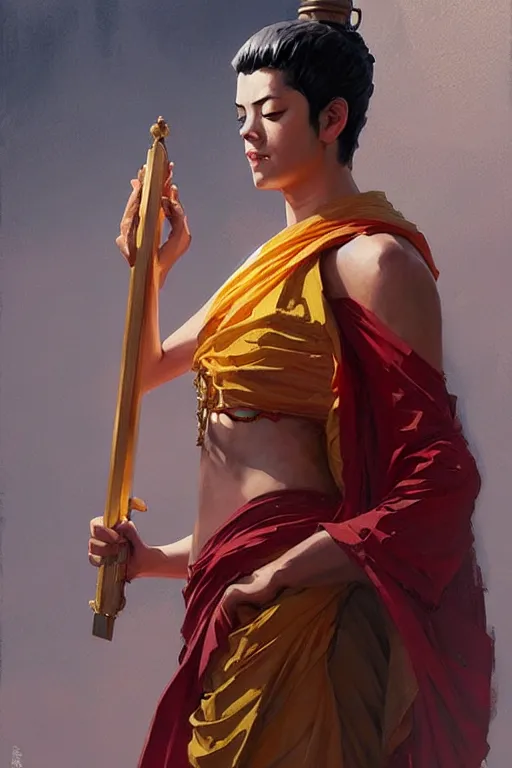 Prompt: buddhism, guard, painting by greg rutkowski, j. c. leyendecker, artgerm