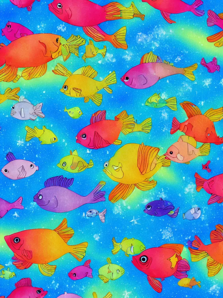 Image similar to sky with rainbow fishes