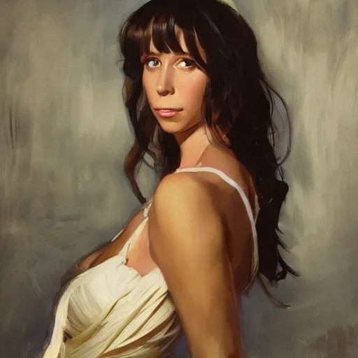 Image similar to portrait of jennifer love hewitt greg manchess painting by sargent and leyendecker, studio ghibli, fantasy, medium shot, asymmetrical, intricate, elegant, matte painting, illustration, hearthstone, by greg rutkowski, by greg tocchini, by james gilleard, by joe fenton