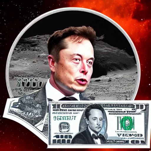 Image similar to Elon musk on the Mars Dollar bill