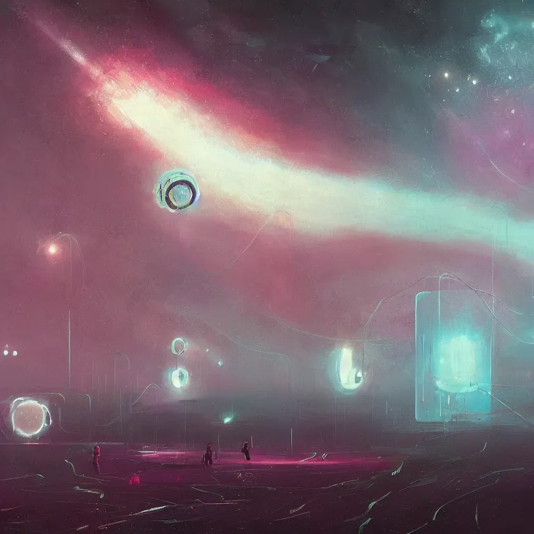 Image similar to neurons interconnecting, nebulas forming, tendrils, sci - fi concept art, by john harris, by simon stalenhag, stunning, award winning