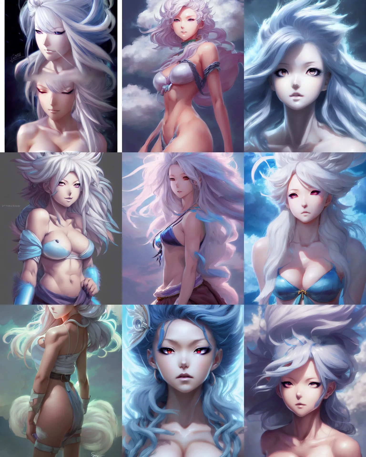 Prompt: character concept art of an anime stormy cloud goddess | | cute - fine - face, pretty face, realistic shaded perfect face, soft abs, fine details by stanley artgerm lau, wlop, rossdraws, james jean, andrei riabovitchev, marc simonetti, and sakimichan, tranding on artstation