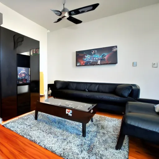 Image similar to a well furnished apartment for gamer