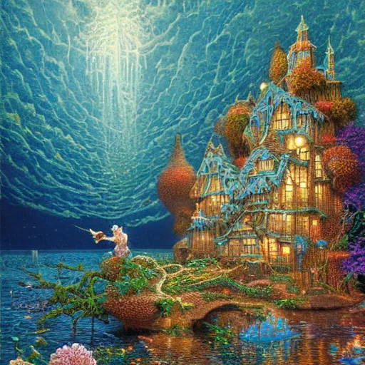 Prompt: ' waters of beyond ', visionary insanely detailed intricate and beautiful stunning winning art, trending top art, masterpiece by arthur adams, thomas kinkade, igor zenin, gilbert williams, bruce pennington, martin johnson heade, andreas franke, andreas achenbach, yoshitaka amano, guy billout, artur bordello, michael cheval