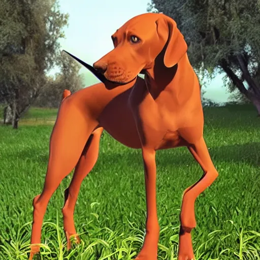 Prompt: A vizsla unicorn, pixar style