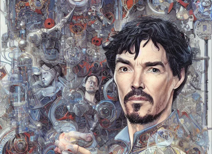 Image similar to a highly detailed futuristic portrait of stephen strange, james gurney, james jean