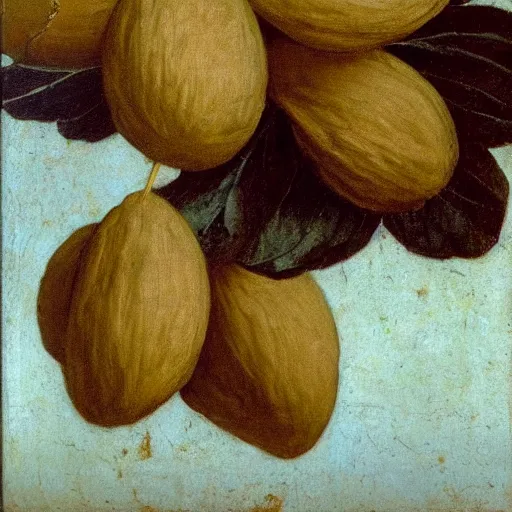 Image similar to talking almond, renaissance oil painting, the almond is talking