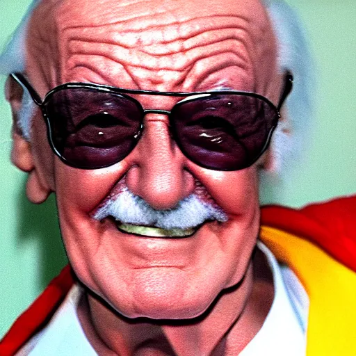 Prompt: cameo of stan lee and he is actually spiderman
