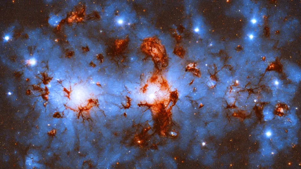 Image similar to mandelbrot nebula, photograph by the hubble space telescope, nasa