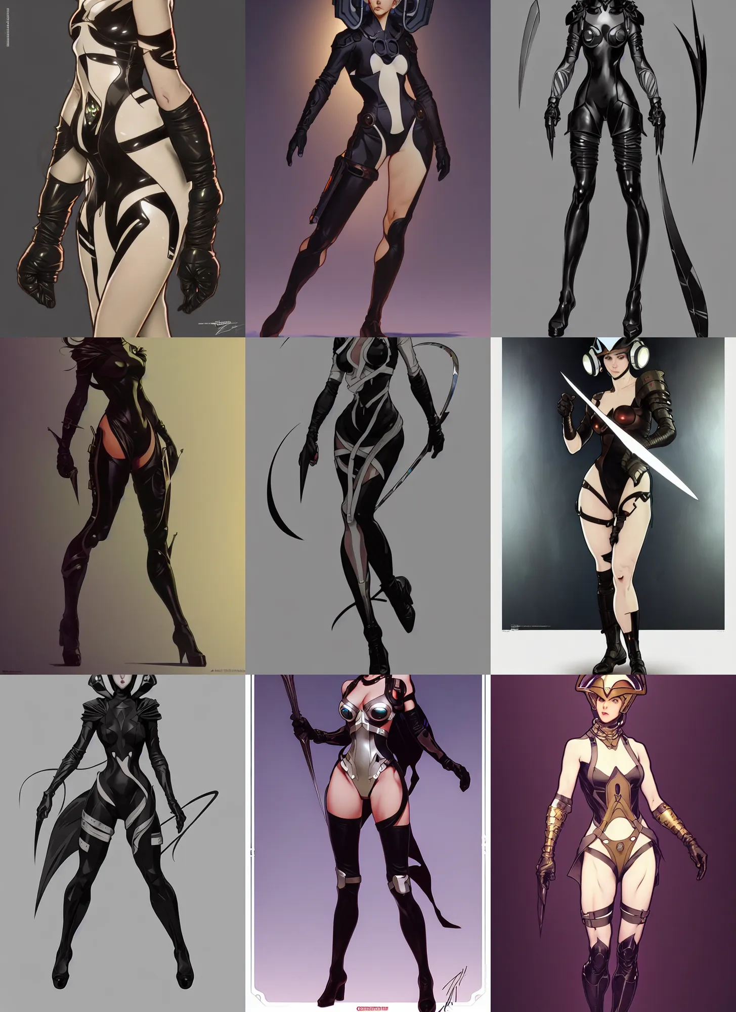 Image similar to cartoon character design by artgerm, cushart krenz, greg rutkowski and alphonse mucha. sci - fi dagger. black tape project show attctive showgirl!! full body with helmet!! sharp edge. ultra clear detailed. contour light effect!! 8 k. stage light. ultra detailed, elegant, intricate, octane render.