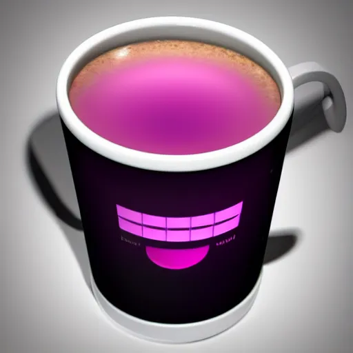 Prompt: synthwave coffee cup, dark studio lighting