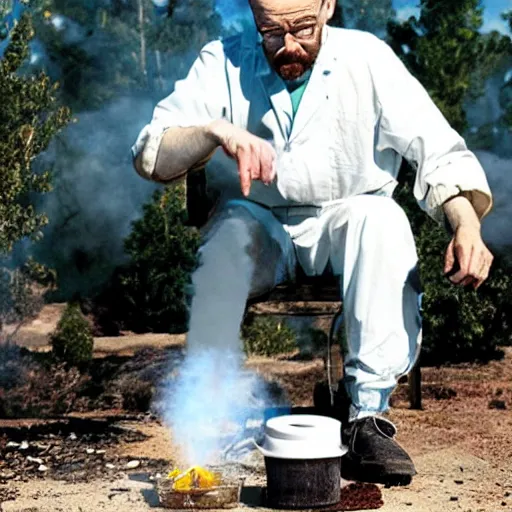 Image similar to walter white cooks a tiny mosquito, exotic cuisine