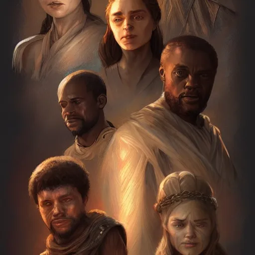 Image similar to the cast of game of thrones as african, anatomy, bathed in light, highly detailed, photorealistic, artstation, smooth, sharp focus, illustration, unreal engine 5, 8 k, art by artgerm and greg rutkowski and edgar maxence