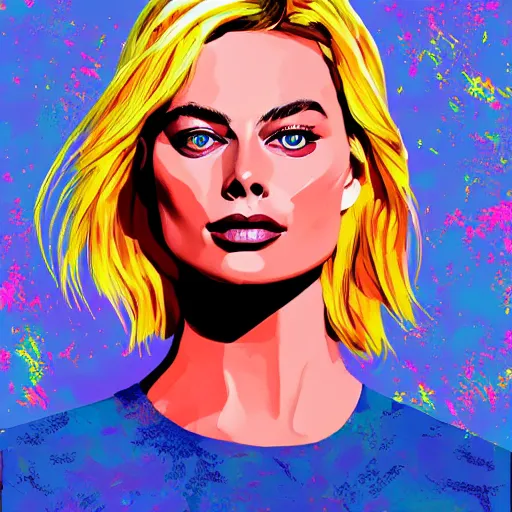 Prompt: Margot robbie, Illustration, Acrylic Paint, 4k, amazing digital art