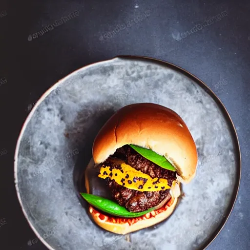 Prompt: a delicious cheeseburger, food photography