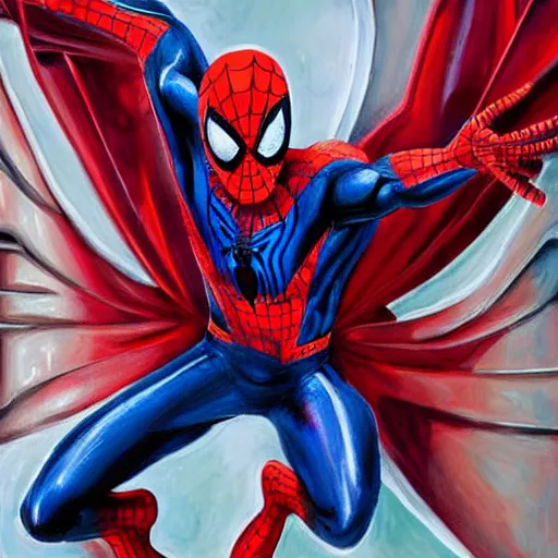 Prompt: highly detailed painting of spider - man 2 0 9 9